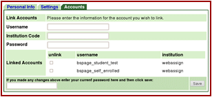 Linking Accounts Screenshot