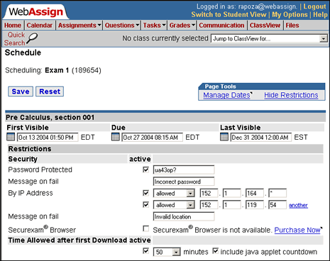 disable calcpad webassign