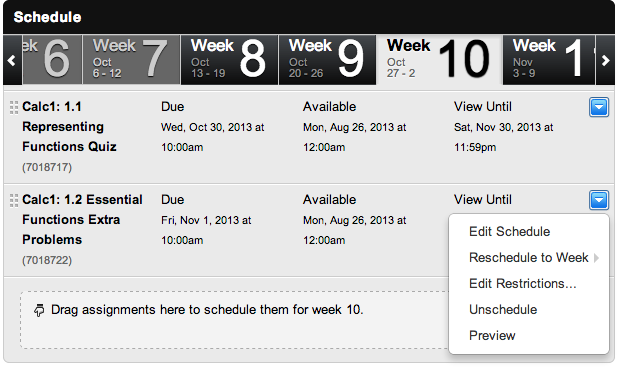 Schedule panel