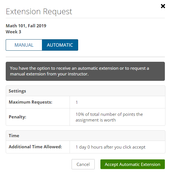 extension request page showing cancel and accept buttons at the bottom of the page