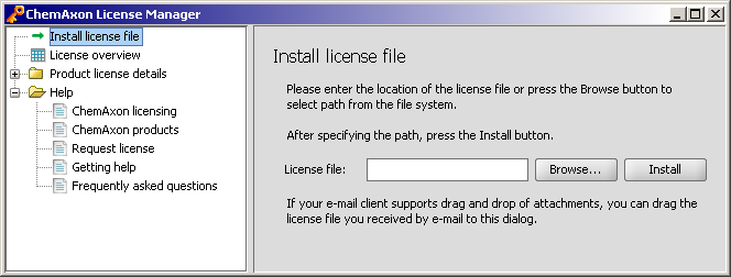 The ChemAxon License Manager GUI