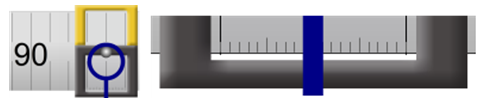 Two screenshots of the the clamp in the apparatus. The screenshot on the left shows the clamp set to 94.0 cm. The screenshot on the right shows the clamp zoomed in on so that millimters can be seen.