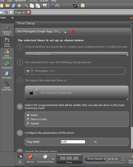 Screenshot the constants tab in the experimental setup popup window of Capstone that contains an empty field for flag width.  In the screenshot, behind the popup window is the Capstone program.