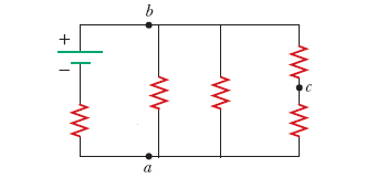 Solved The figure below shows a battery connected to a | Chegg.com